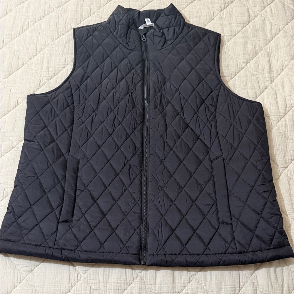 Time and Tru Black Quilted Vest